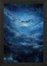 Listing image for Starry Night Sky Clouds Framed Wall Art Poster Canvas Print Picture