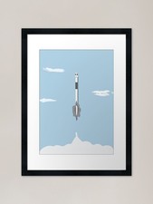 Listing image for Rocket Launch Drawing Framed Art Pr Framed Wall Art Poster Canvas Print Picture