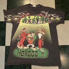 Listing image for Vintage 90s Looney Tunes UFO Alien All Over Print Double Sided T Shirt Mens L